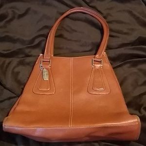 Large Brown Leather Tignanello Purse Tote